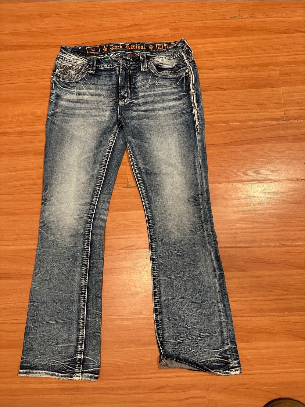 Rock Revival Women's Distressed Light Blue Bootcut Jeans